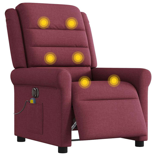 Poltrona reclinável de massagens elétrica tecido vermelho tinto