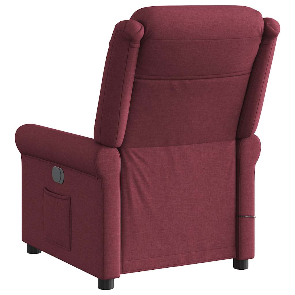 Poltrona reclinável de massagens elétrica tecido vermelho tinto