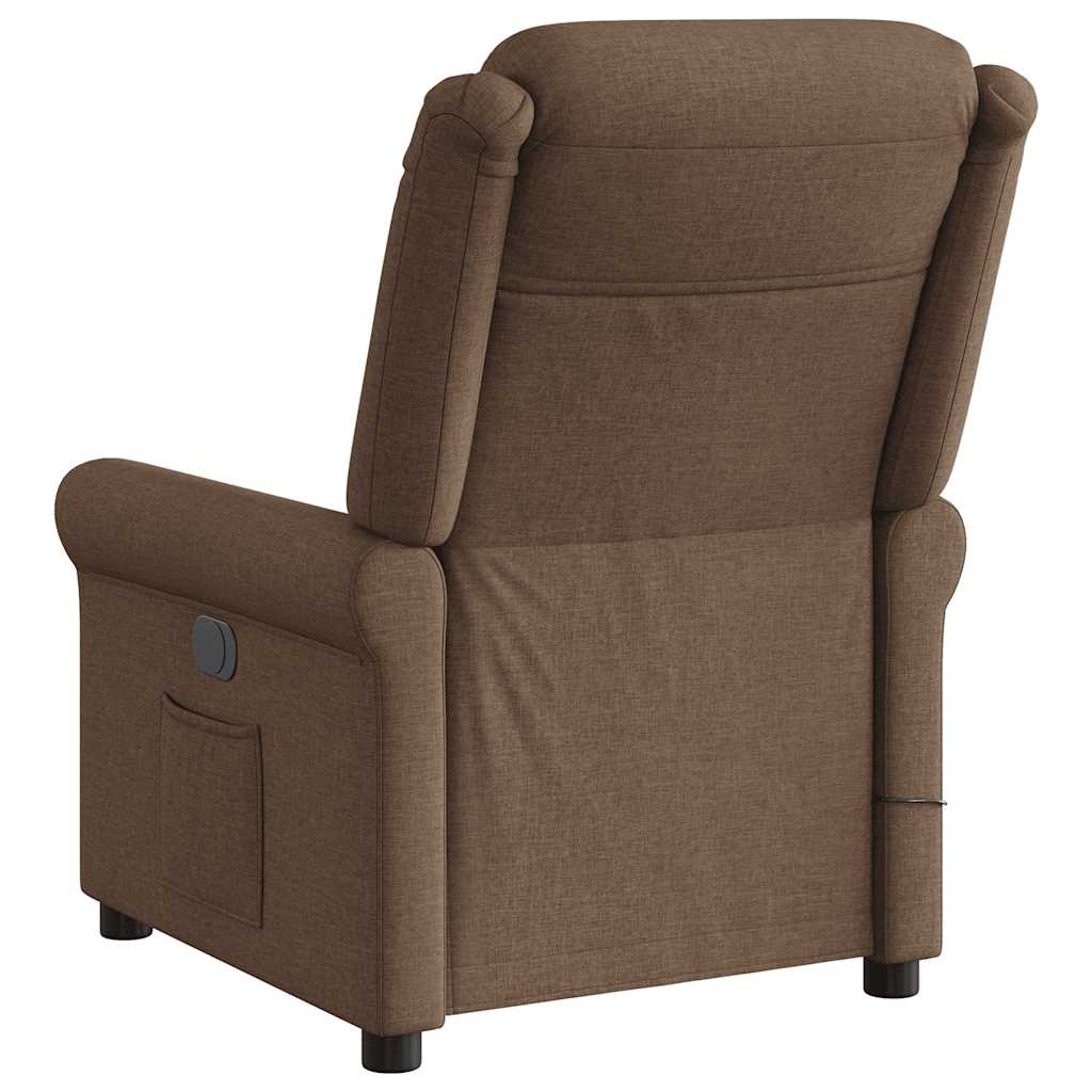 Poltrona de massagens reclinável elétrica tecido castanho
