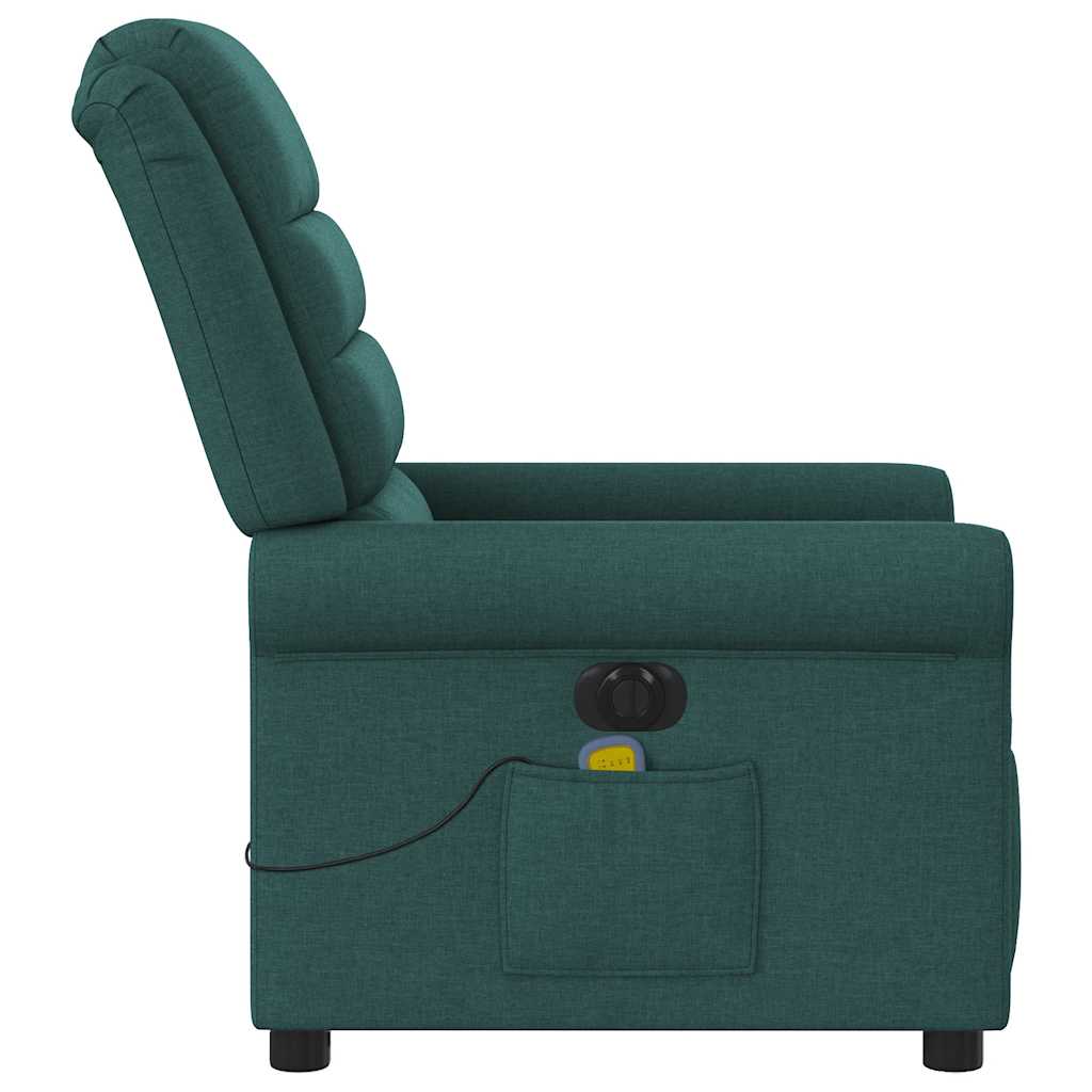 Poltrona reclinável de massagens elétrica tecido verde-escuro