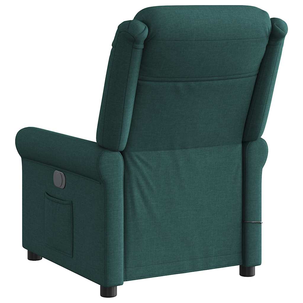 Poltrona reclinável de massagens elétrica tecido verde-escuro