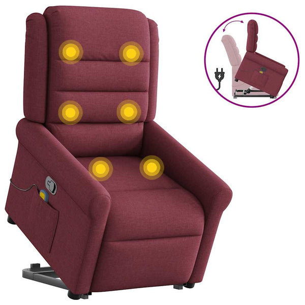 Poltrona de massagens reclin. elevatória tecido vermelho tinto