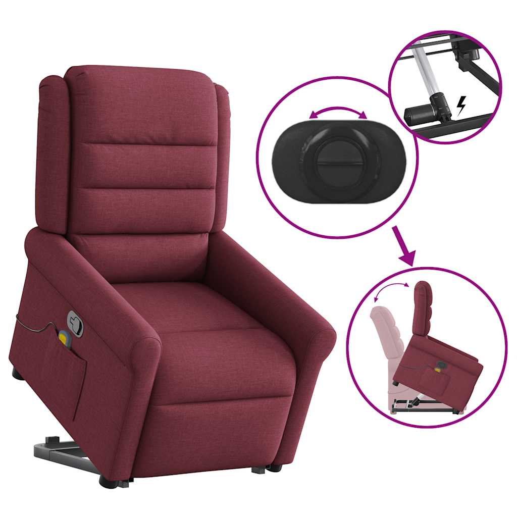 Poltrona de massagens reclin. elevatória tecido vermelho tinto