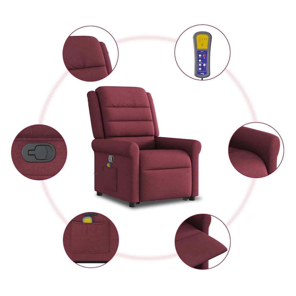 Poltrona de massagens reclin. elevatória tecido vermelho tinto