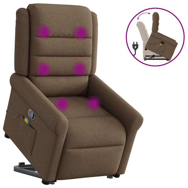 Poltrona reclinável massagens tecido castanho