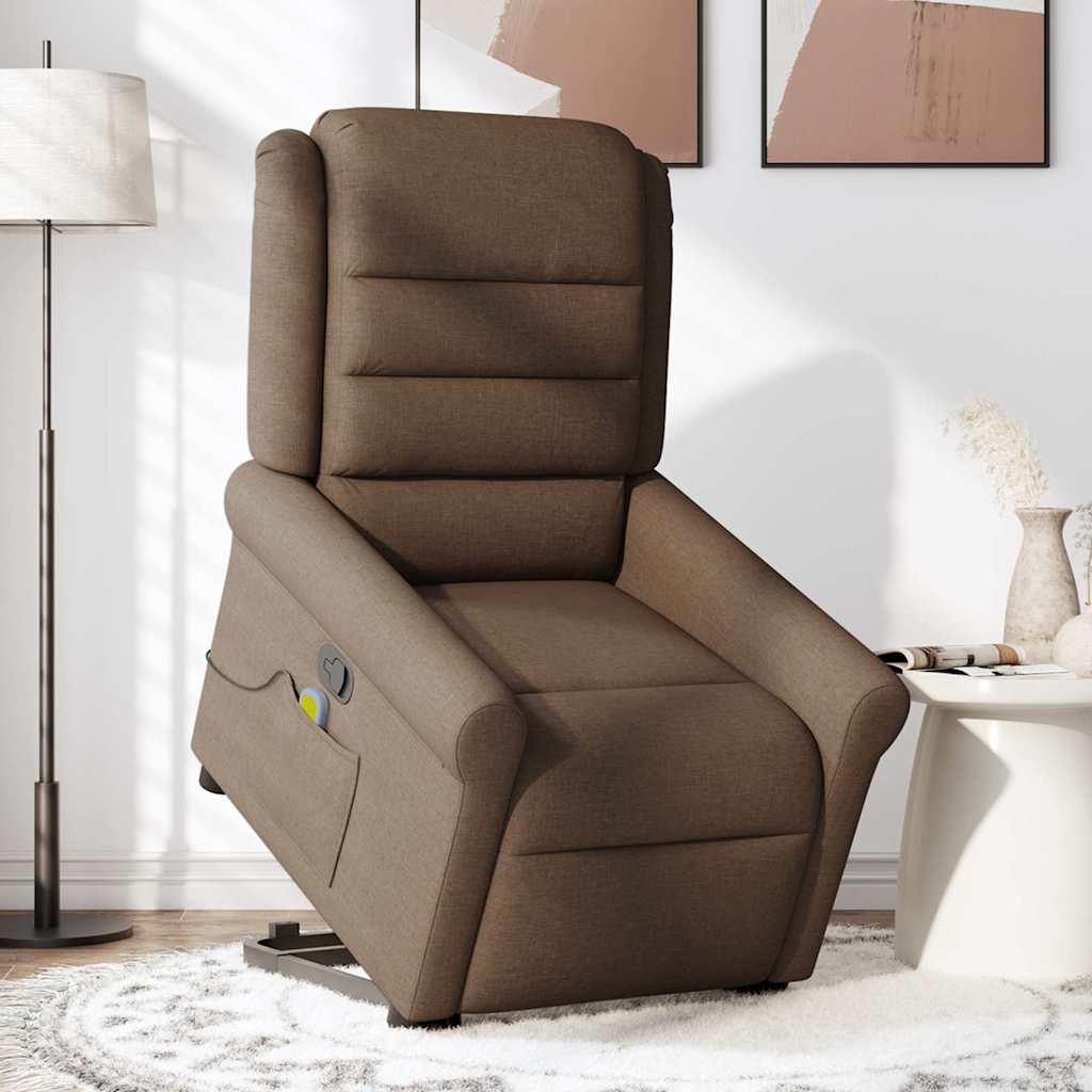 Poltrona reclinável massagens tecido castanho