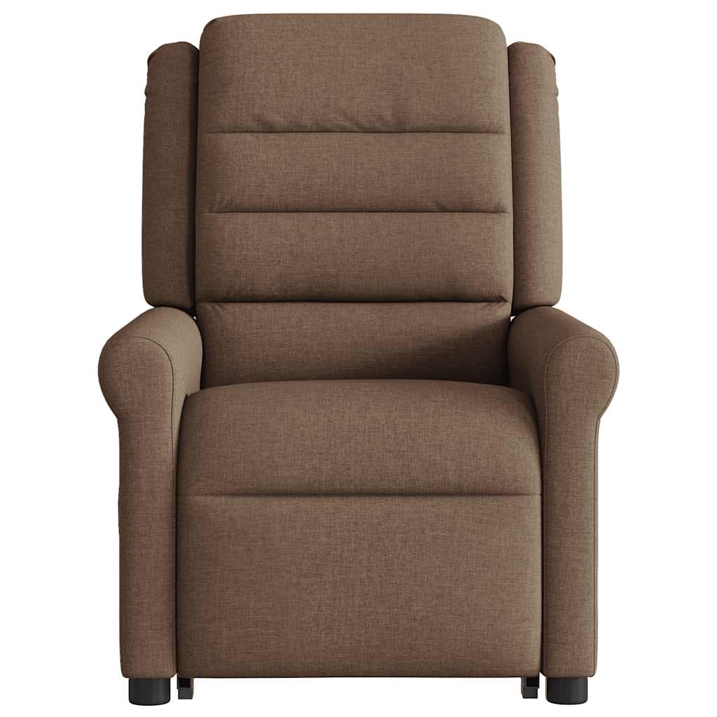 Poltrona reclinável massagens tecido castanho