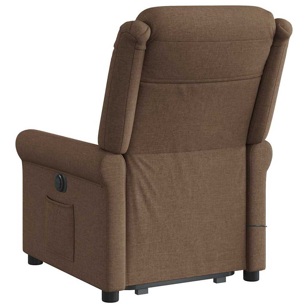 Poltrona reclinável massagens tecido castanho