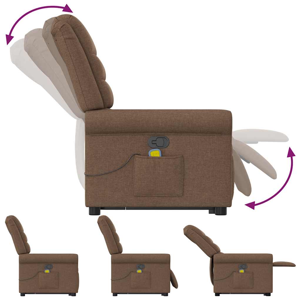 Poltrona reclinável massagens tecido castanho