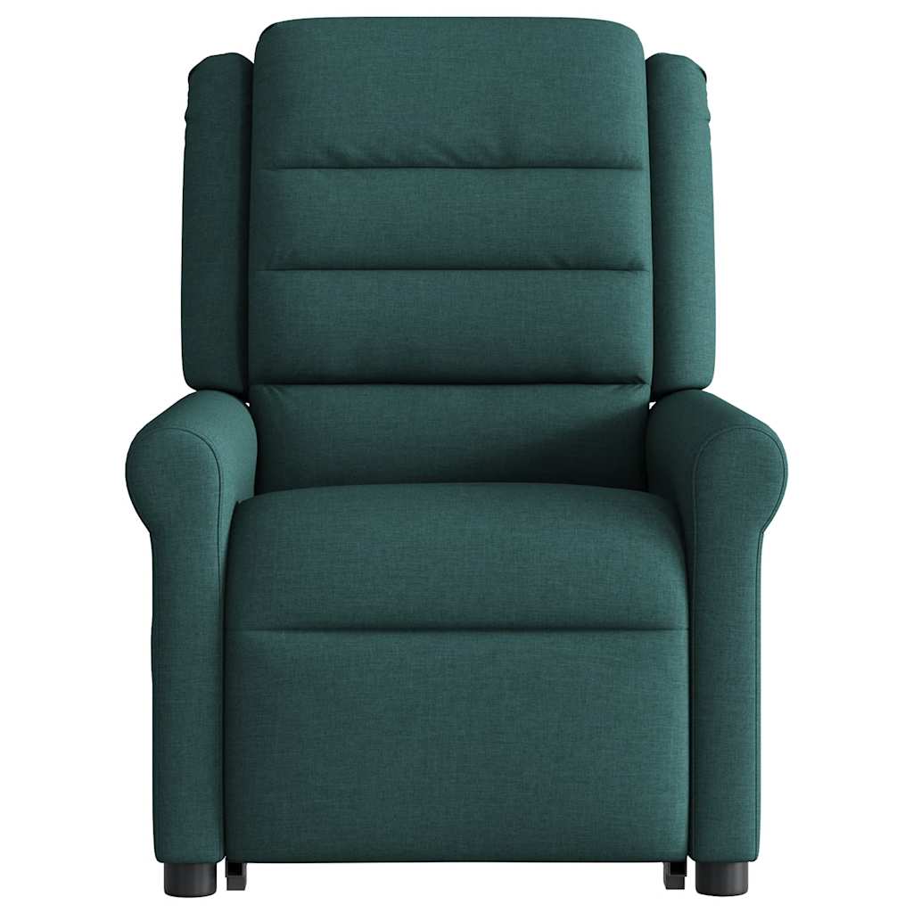 Poltrona reclinável elevatória de massagens tecido verde-escuro