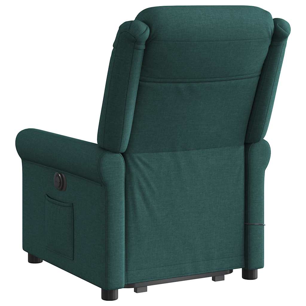 Poltrona reclinável elevatória de massagens tecido verde-escuro