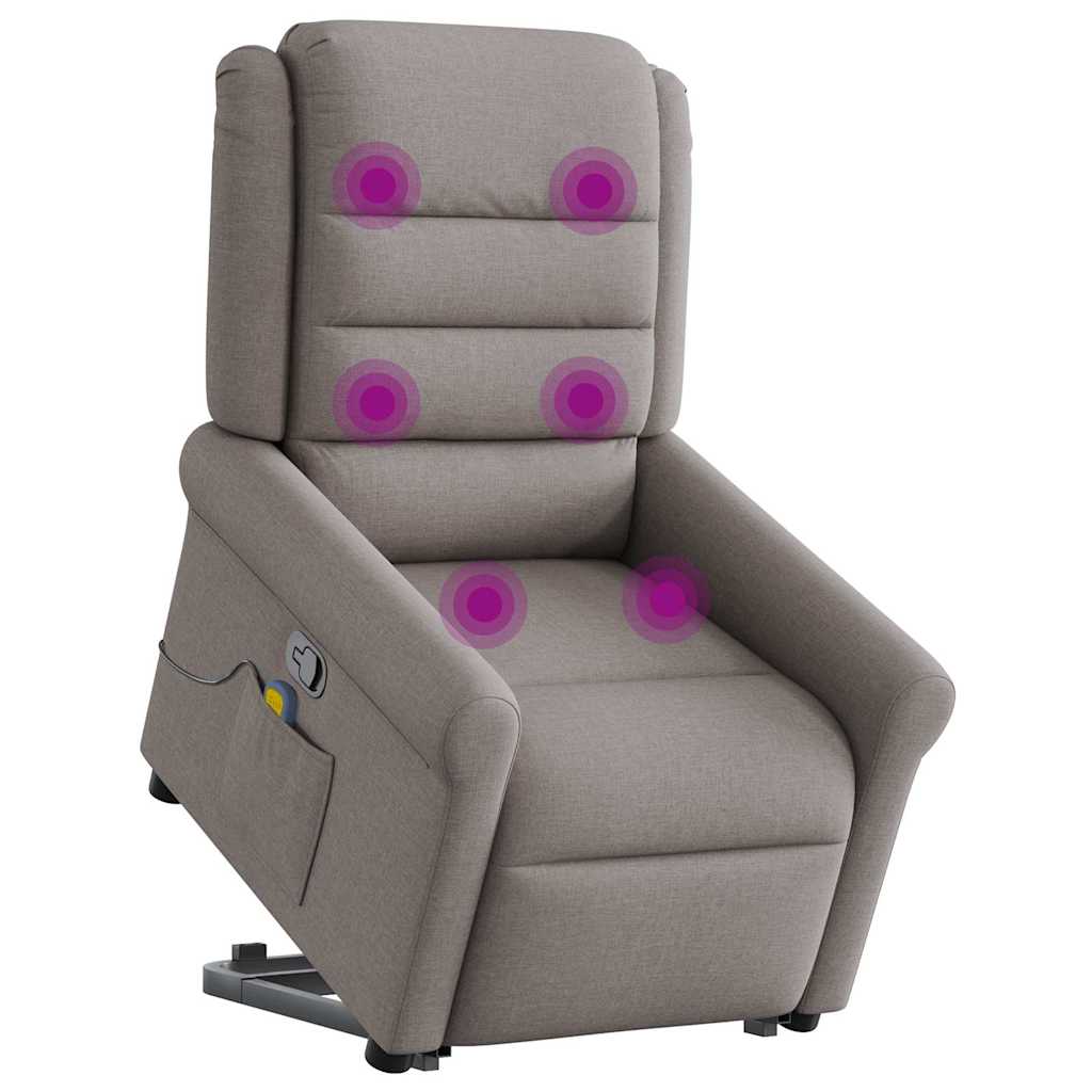 Poltrona elevatória de massagens tecido cinzento-acastanhado