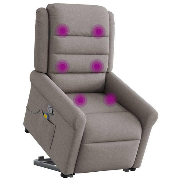 Poltrona elevatória de massagens tecido cinzento-acastanhado