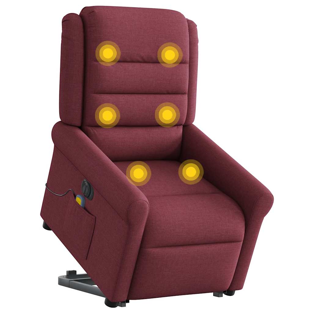 Poltrona elevatória de massagens elétrica tecido vermelho tinto