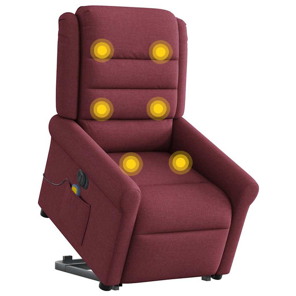 Poltrona elevatória de massagens elétrica tecido vermelho tinto