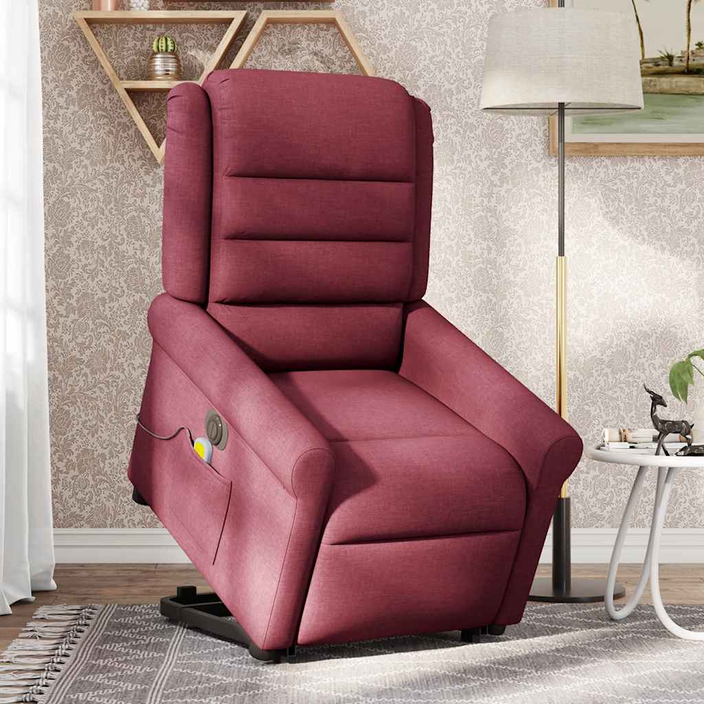 Poltrona elevatória de massagens elétrica tecido vermelho tinto