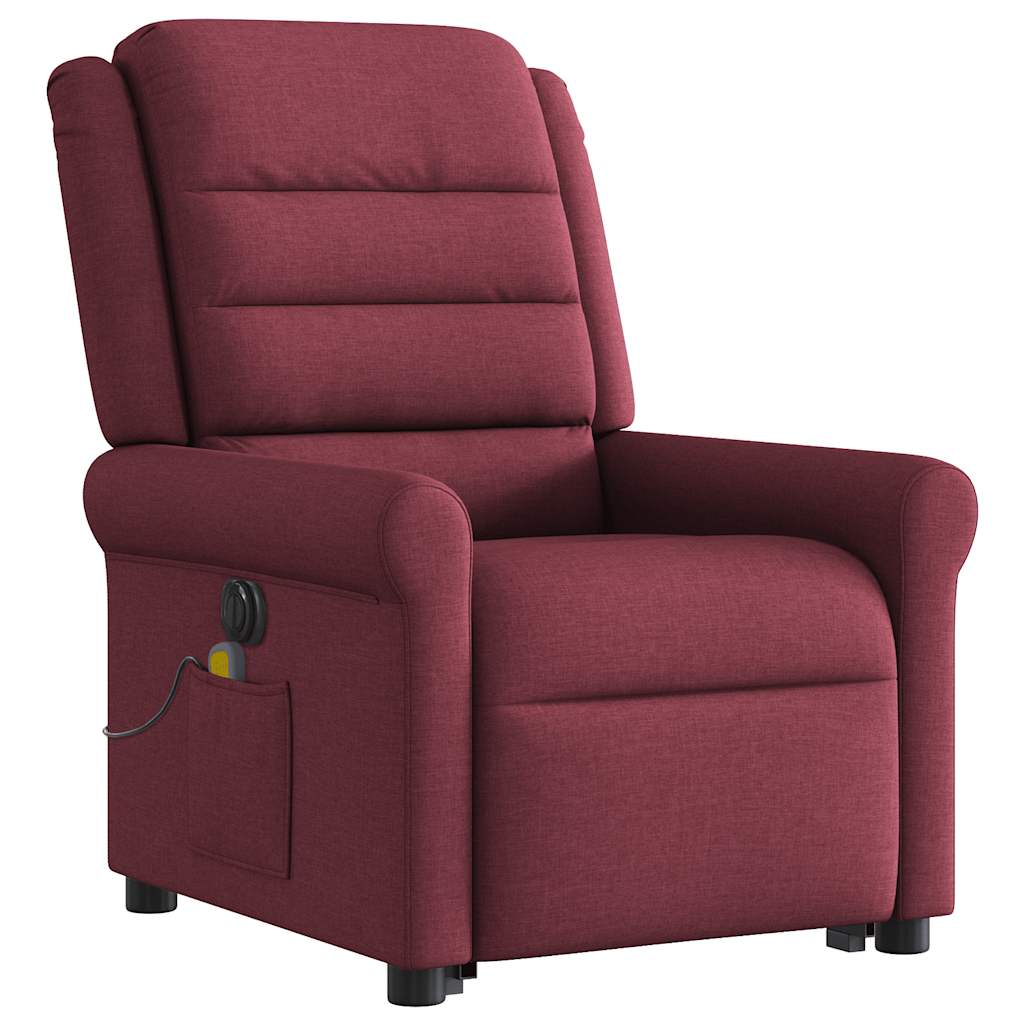 Poltrona elevatória de massagens elétrica tecido vermelho tinto