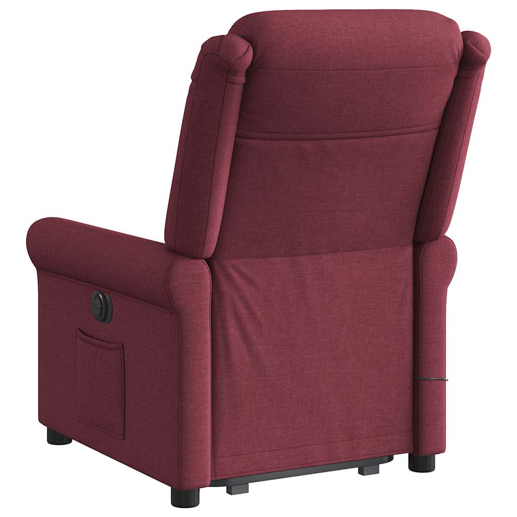Poltrona elevatória de massagens elétrica tecido vermelho tinto