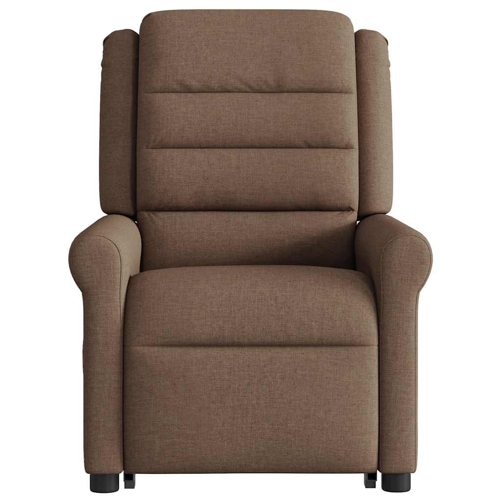 Poltrona elétrica elevatória massagens tecido castanho