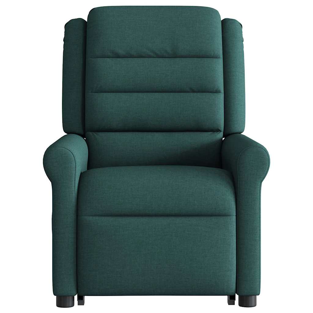 Poltrona elétrica elevatória massagens tecido verde-escuro
