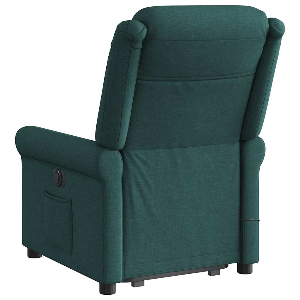 Poltrona elétrica elevatória massagens tecido verde-escuro