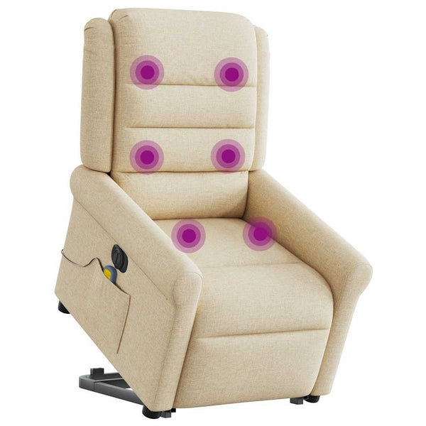 Poltrona elétrica elevatória massagens tecido creme