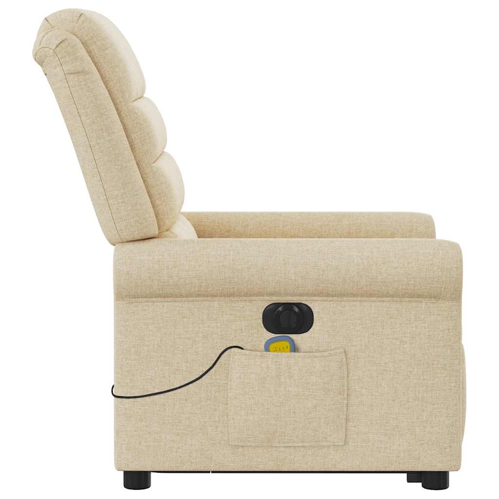 Poltrona elétrica elevatória massagens tecido creme