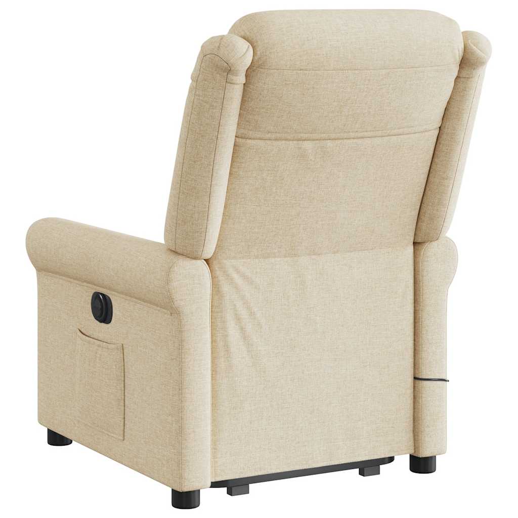 Poltrona elétrica elevatória massagens tecido creme