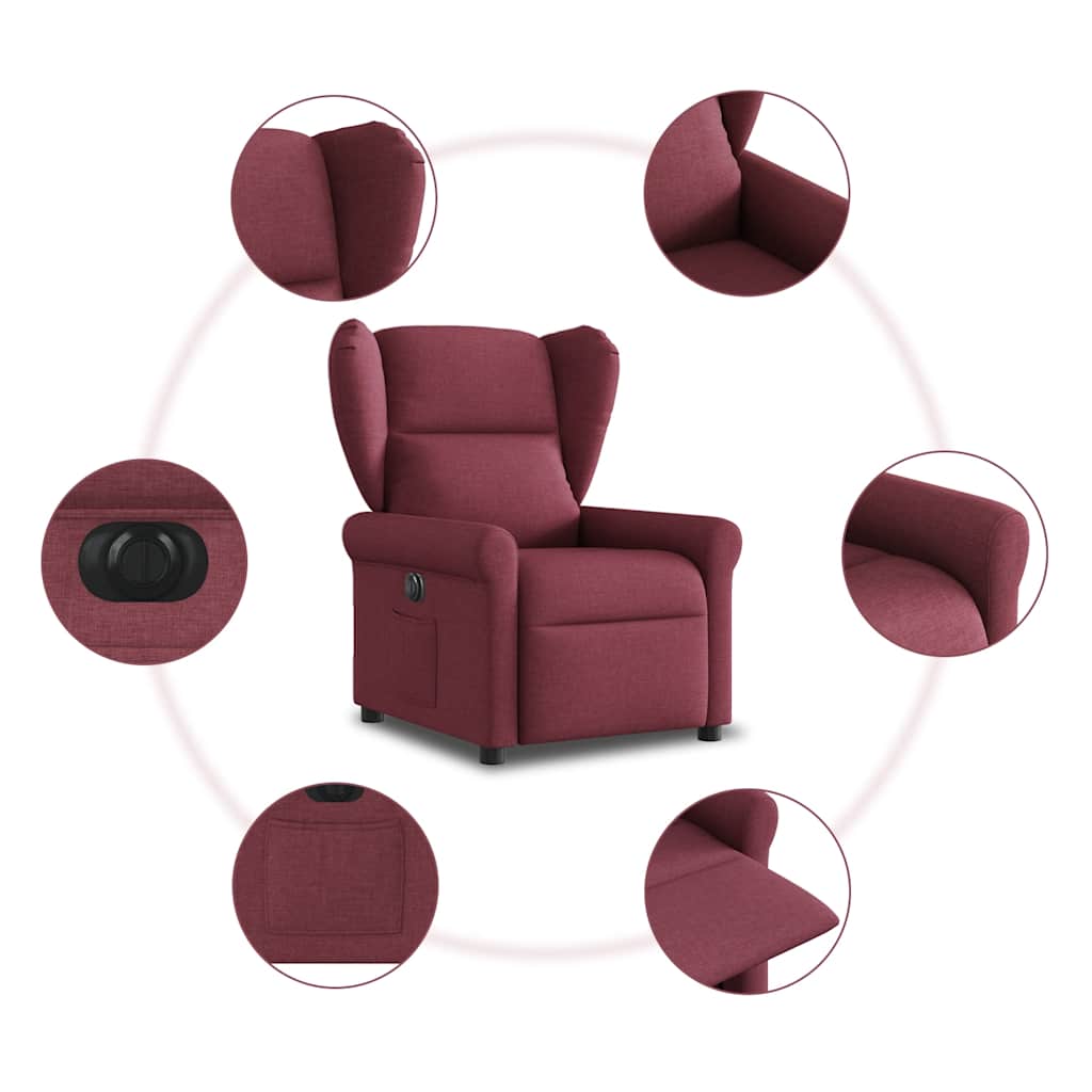 Poltrona elétrica reclinável tecido vermelho tinto