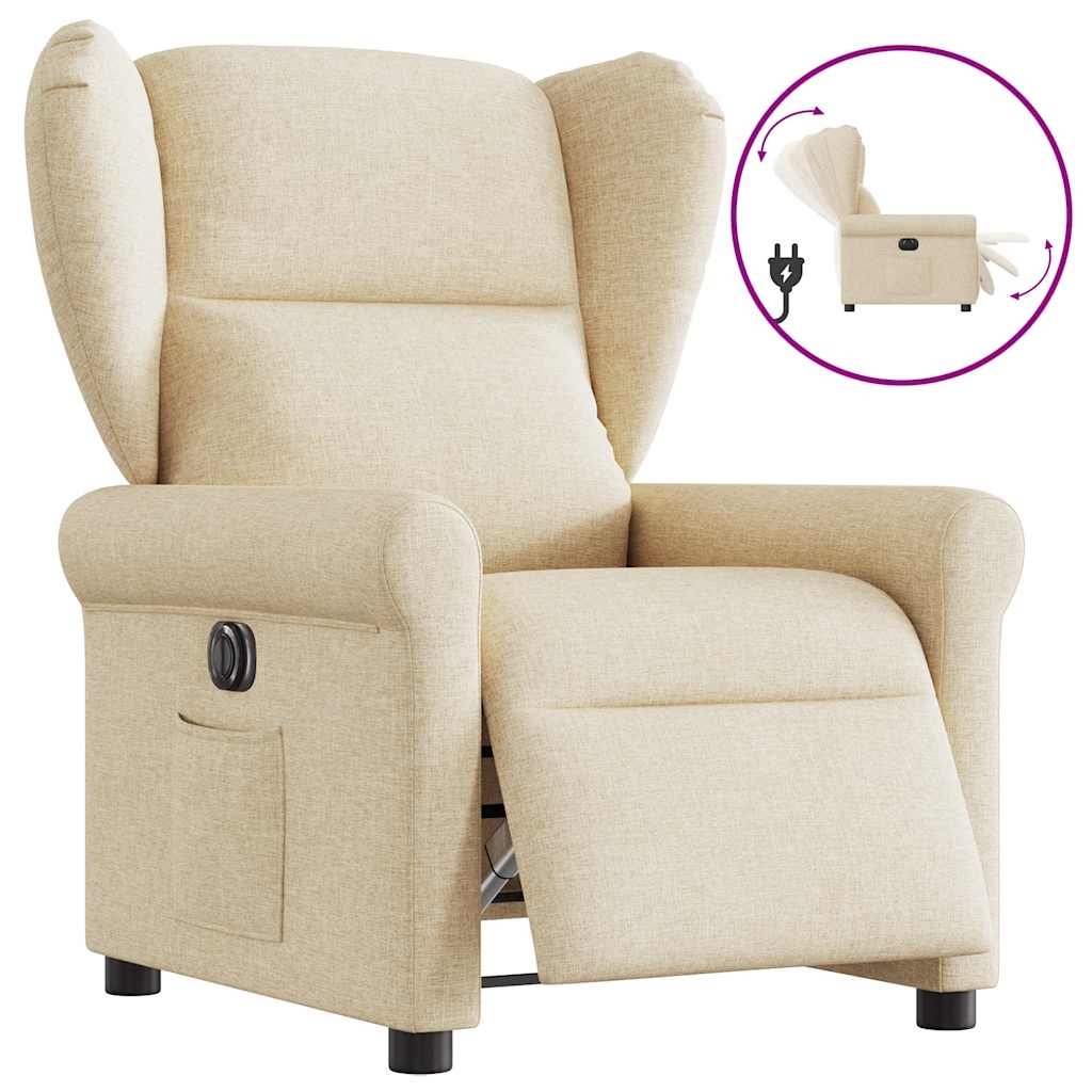 Poltrona reclinável elétrica tecido cor creme