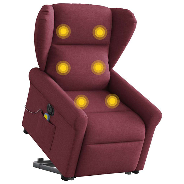 Poltrona elevatória de massagens elétrica tecido vermelho tinto