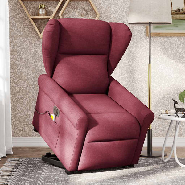 Poltrona elevatória de massagens elétrica tecido vermelho tinto