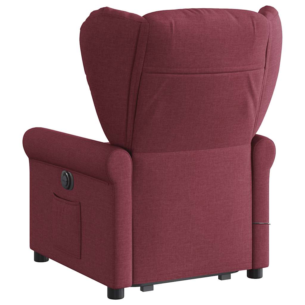 Poltrona elevatória de massagens elétrica tecido vermelho tinto