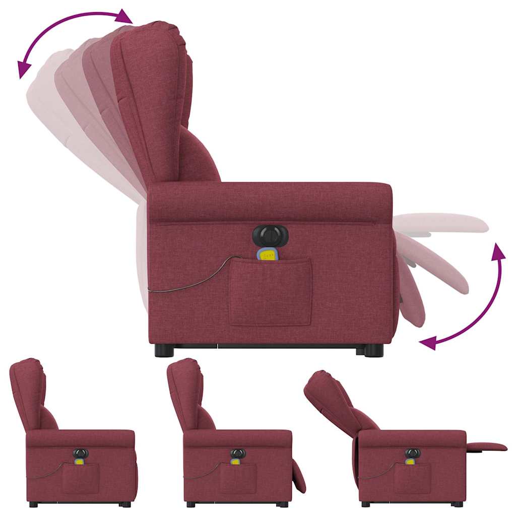 Poltrona elevatória de massagens elétrica tecido vermelho tinto