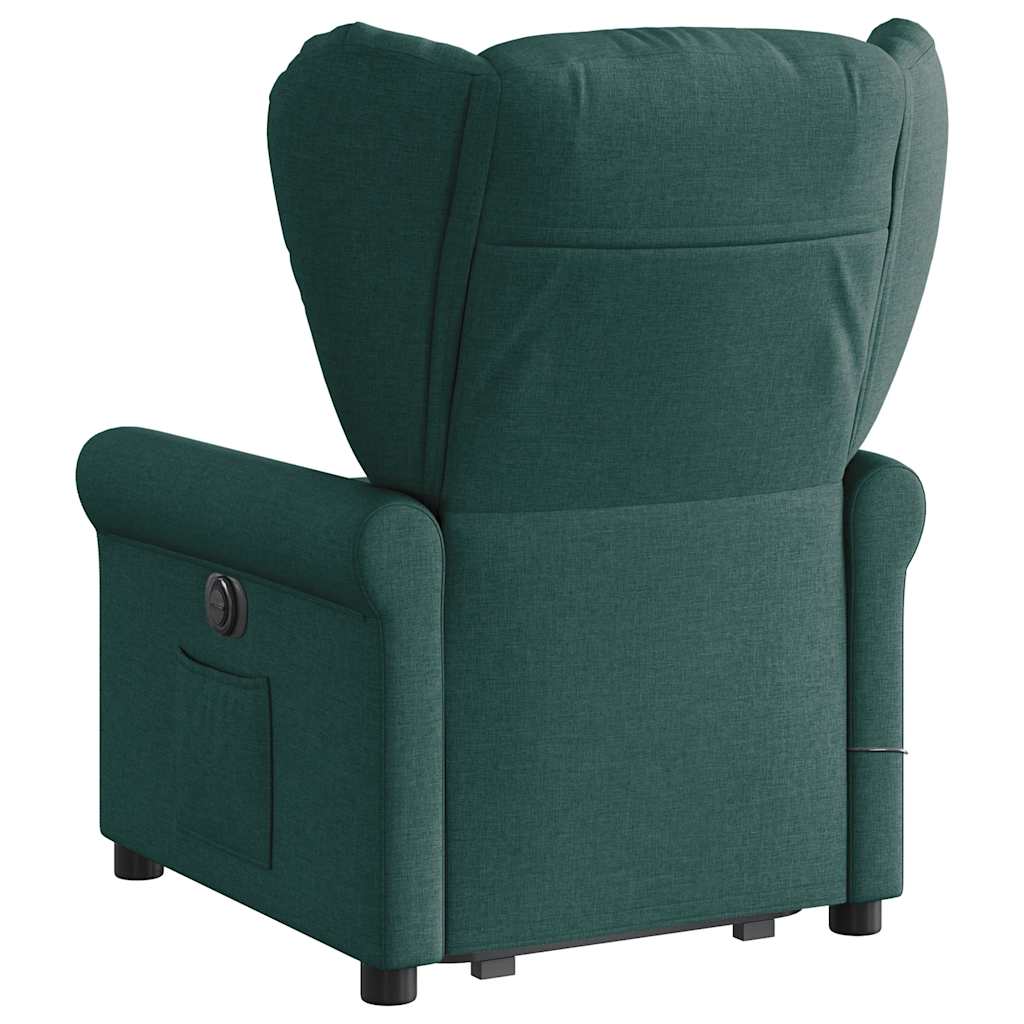 Poltrona elétrica elevatória massagens tecido verde-escuro