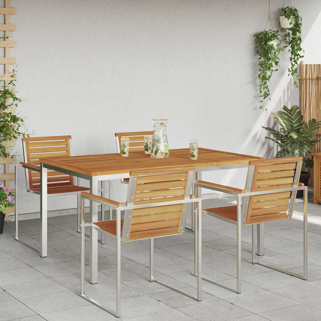 Mesa de Jantar Externa Castanho Madeira de acácia maciça