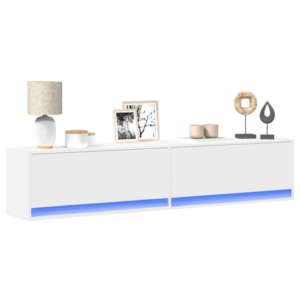 Móvel de parede para TV com luzes LED 180x31x38 cm branco