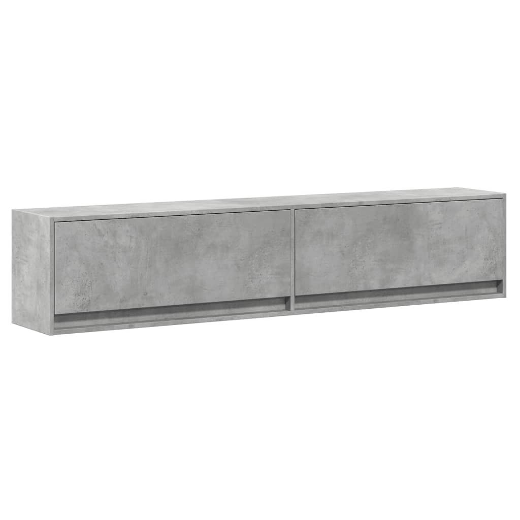 Móvel de parede p/ TV c/ luzes LED 180x31x38 cm cinza cimento