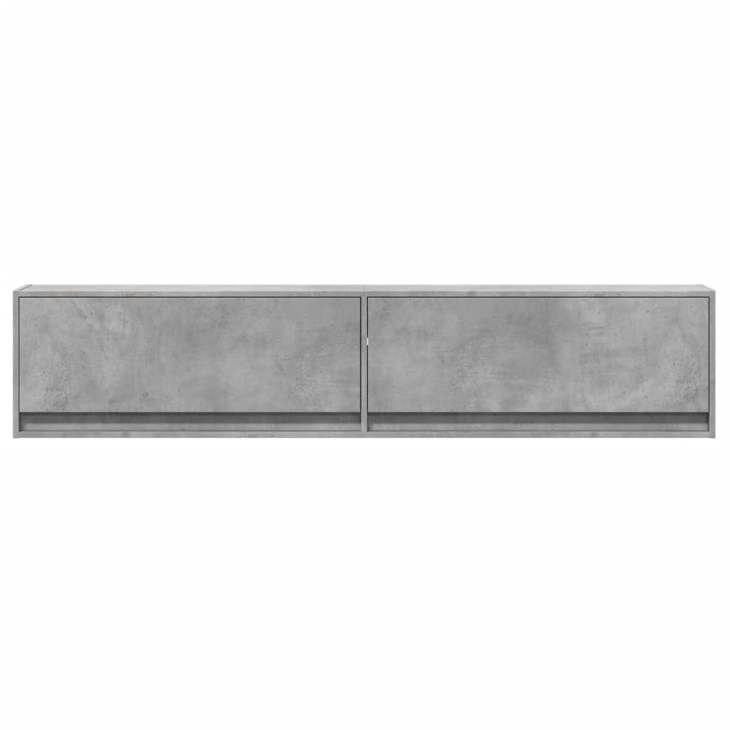 Móvel de parede p/ TV c/ luzes LED 180x31x38 cm cinza cimento