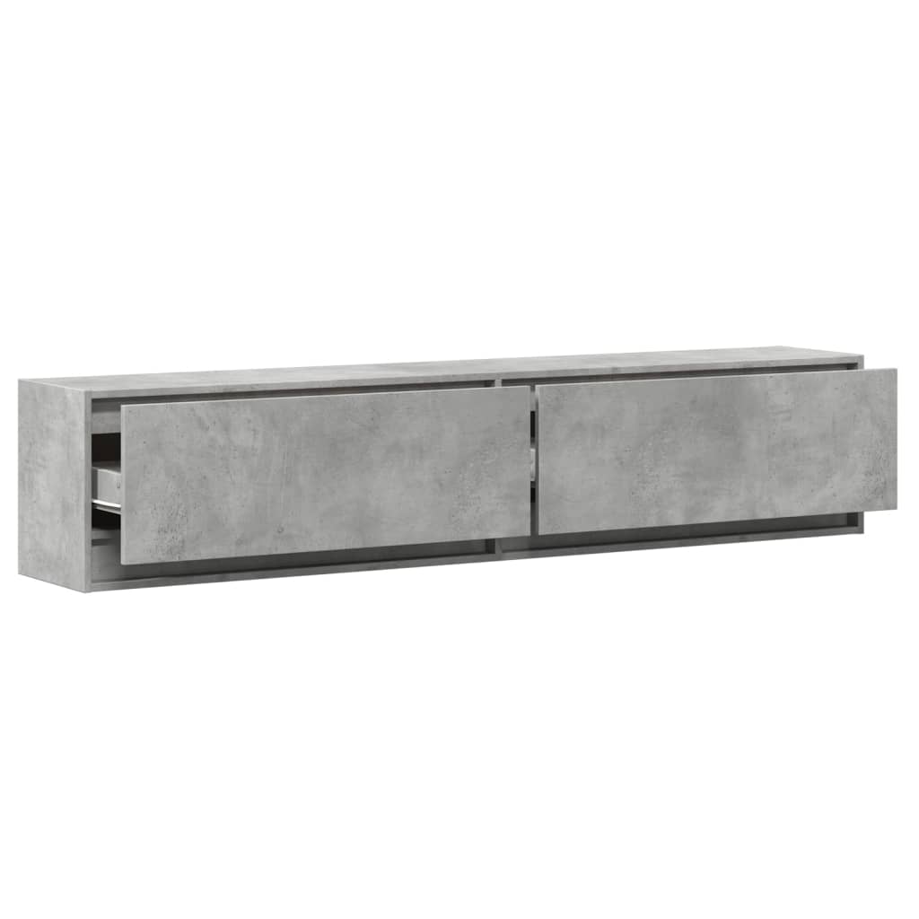 Móvel de parede p/ TV c/ luzes LED 180x31x38 cm cinza cimento