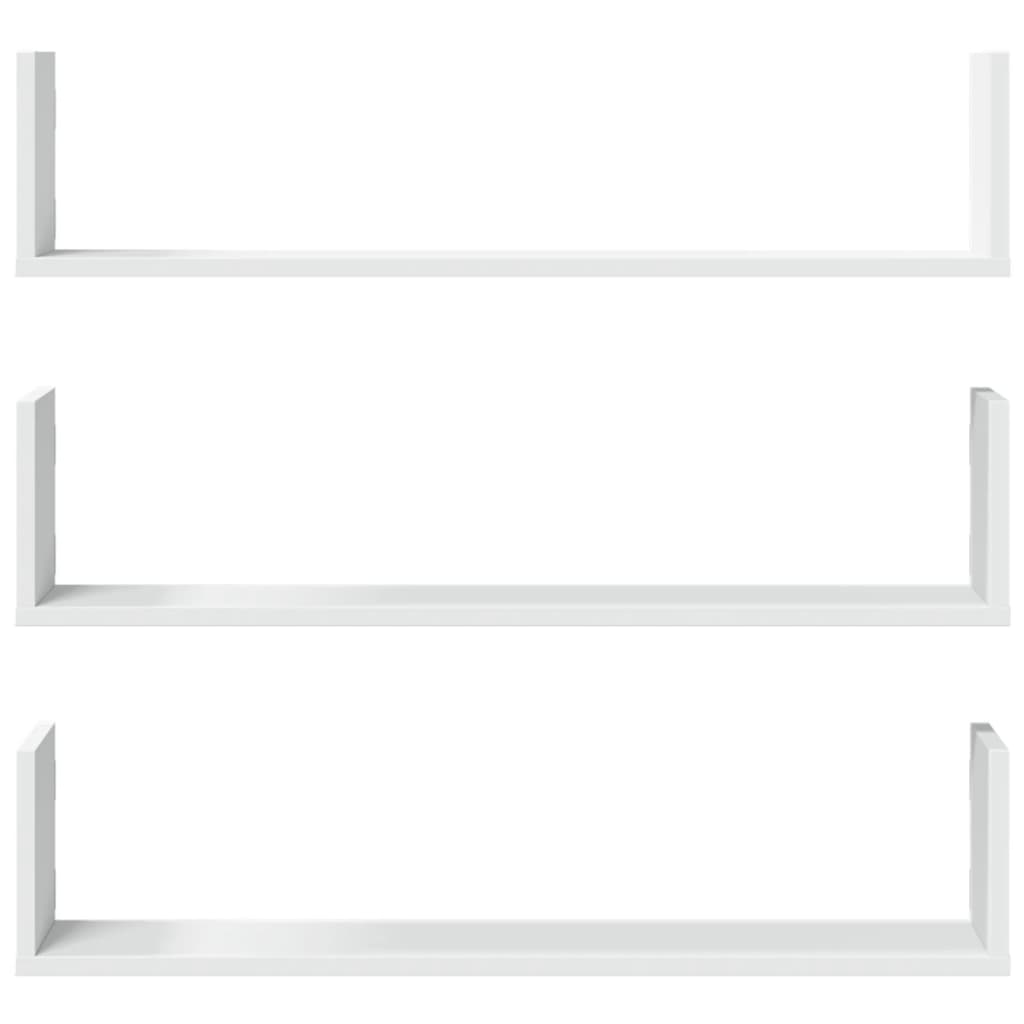 Prateleiras de parede 3 pcs 80x18x18cm derivados madeira branco