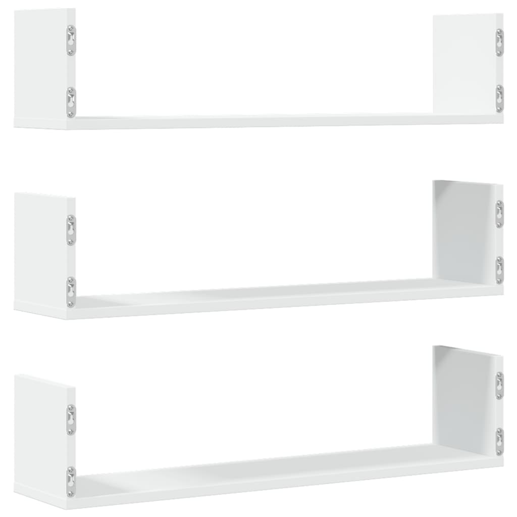 Prateleiras de parede 3 pcs 80x18x18cm derivados madeira branco