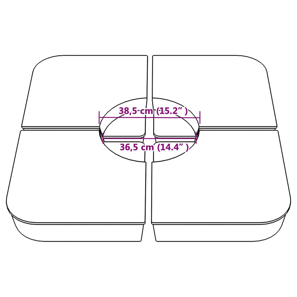 4 pcs conj. base para guarda-sol de suporte cruzado 100 kg PP