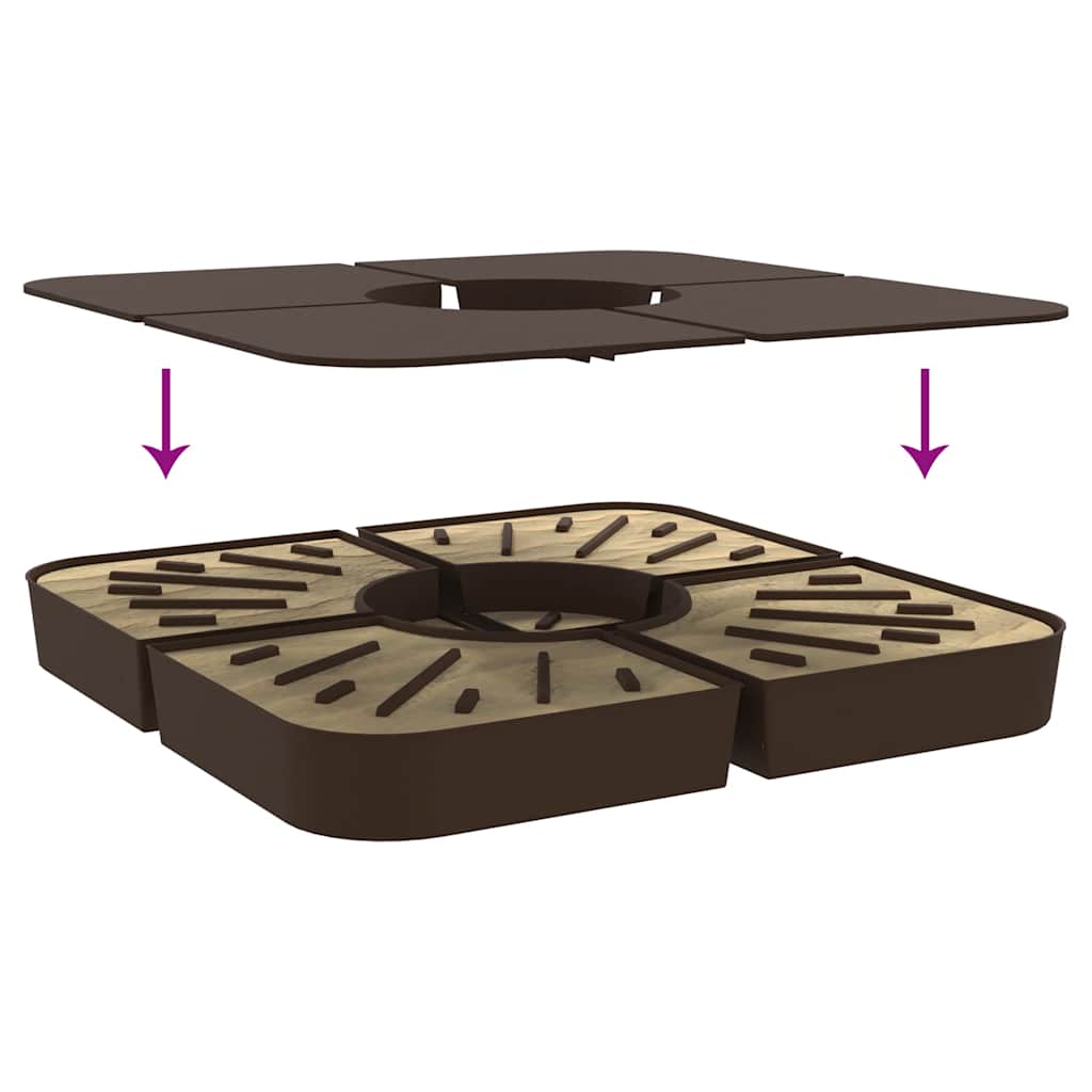 4 pcs conj. base para guarda-sol de suporte cruzado 100 kg PP