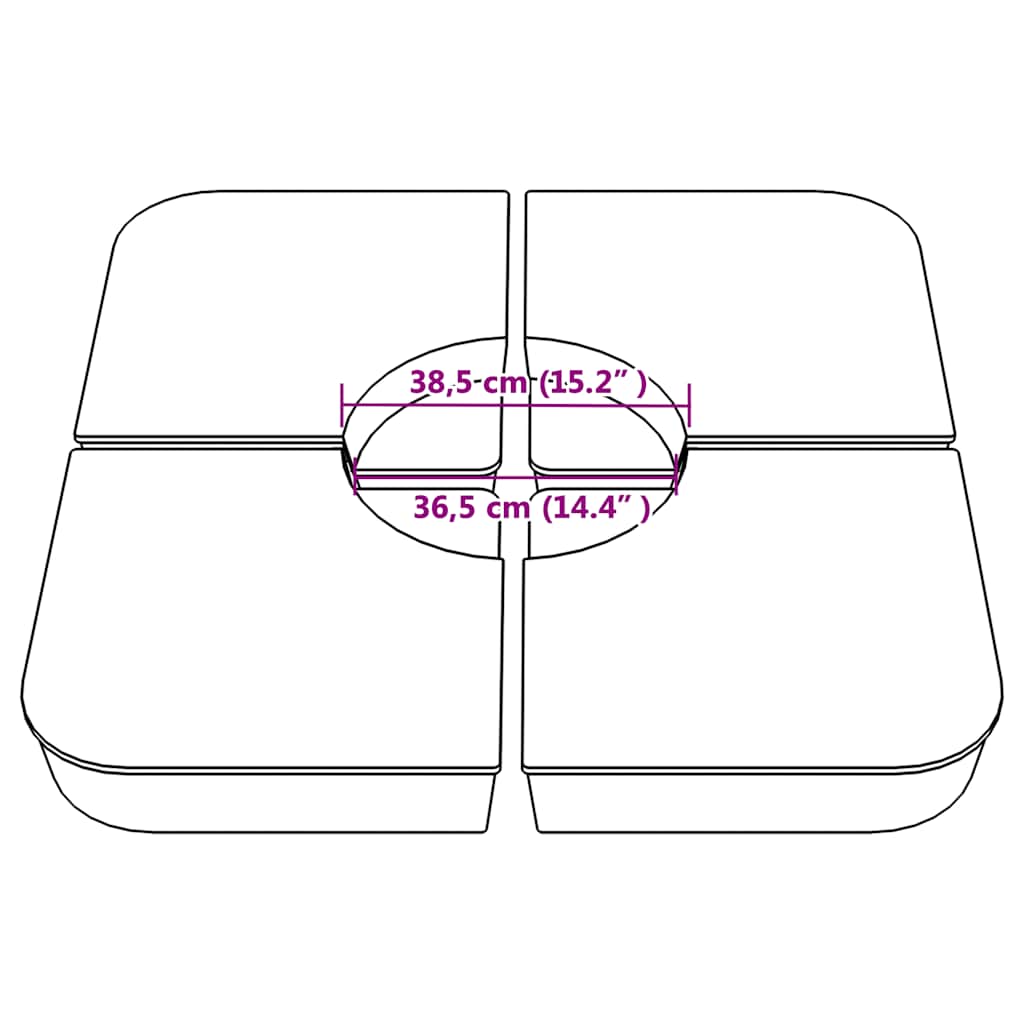 4 pcs conj. base para guarda-sol de suporte cruzado 100 kg PP