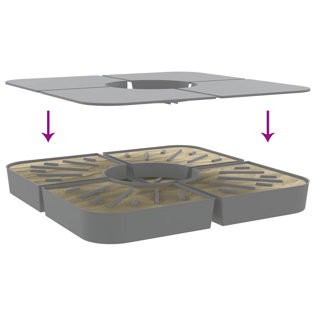 4 pcs conj. base para guarda-sol de suporte cruzado 100 kg PP