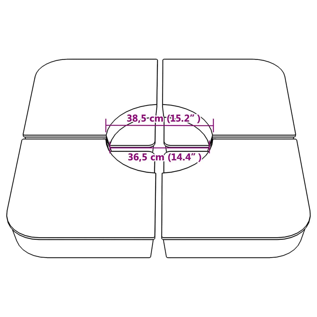 4 pcs conj. base para guarda-sol de suporte cruzado 100 kg PP