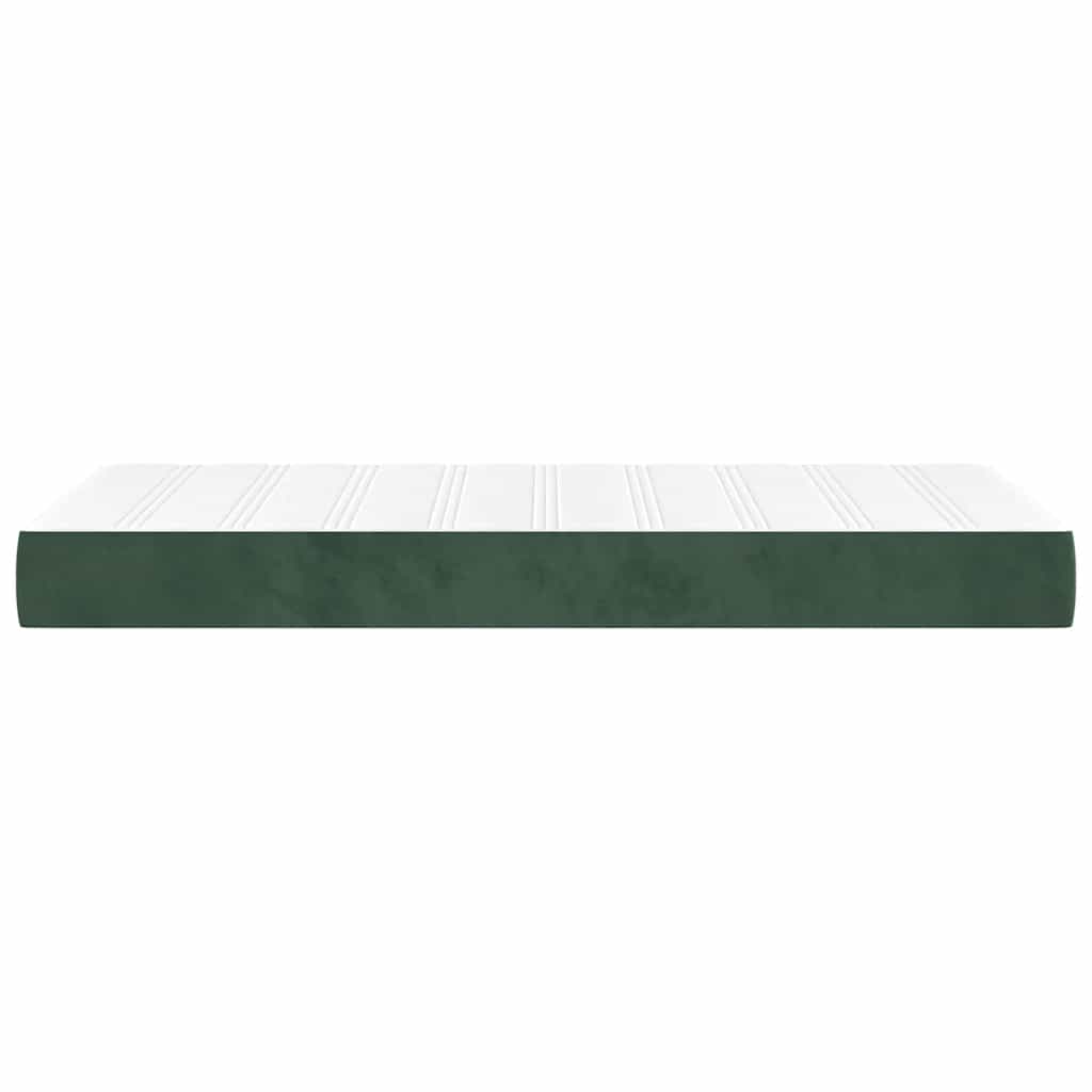 Colchão de molas ensacadas 90x210x20 cm veludo verde-escuro