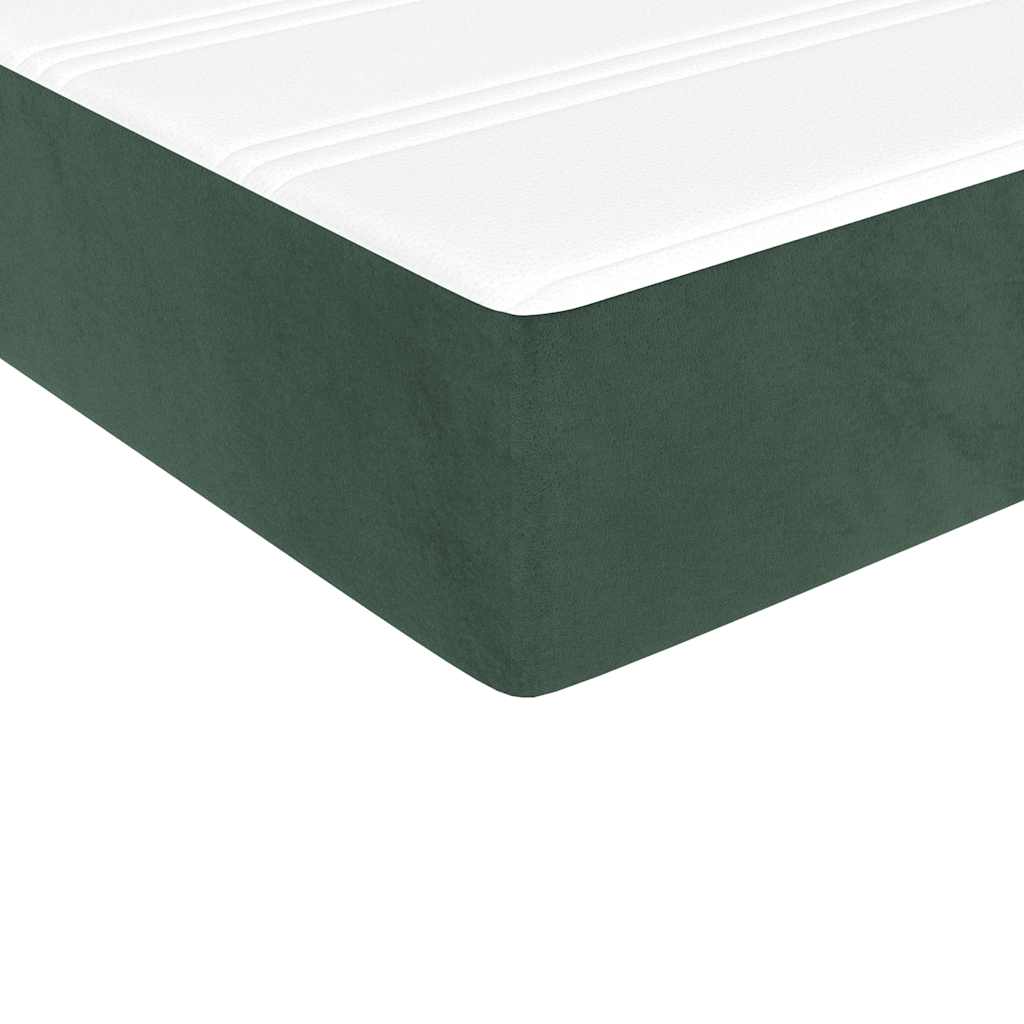 Colchão de molas ensacadas 90x210x20 cm veludo verde-escuro