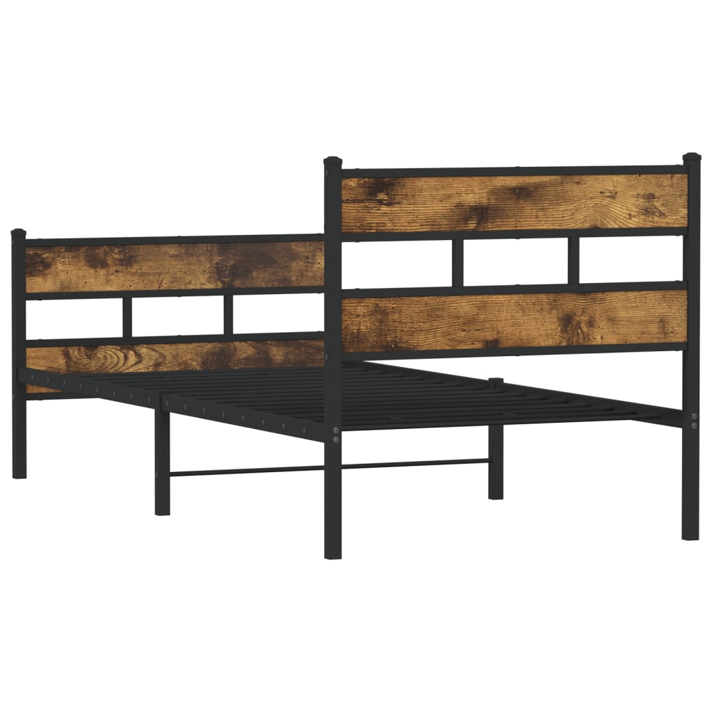 Estrutura de cama sem colchão 90x190 cm metal carvalho fumado